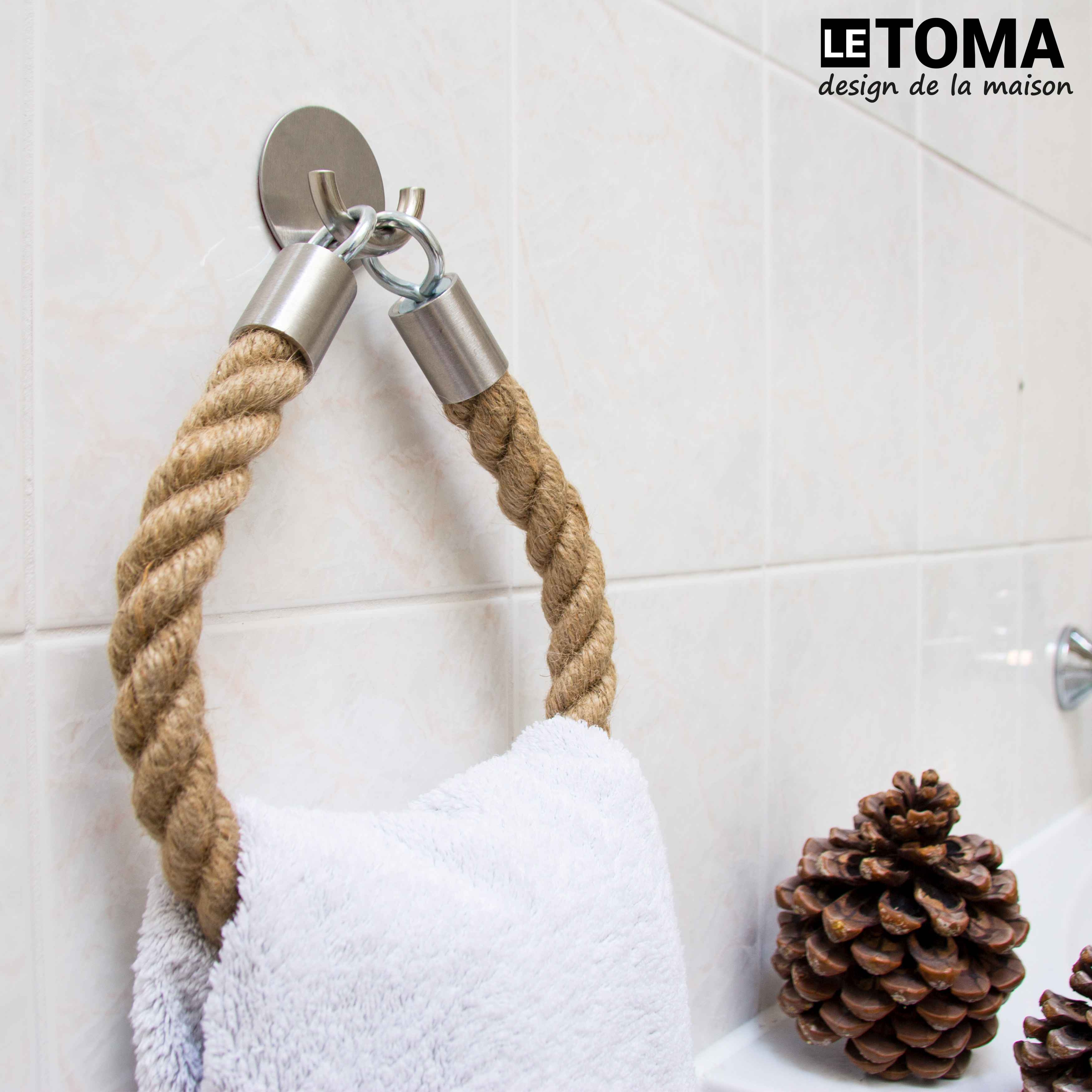 Vintage Toilettenpapierhalter, Handtuchhalter aus Jute-Seil und