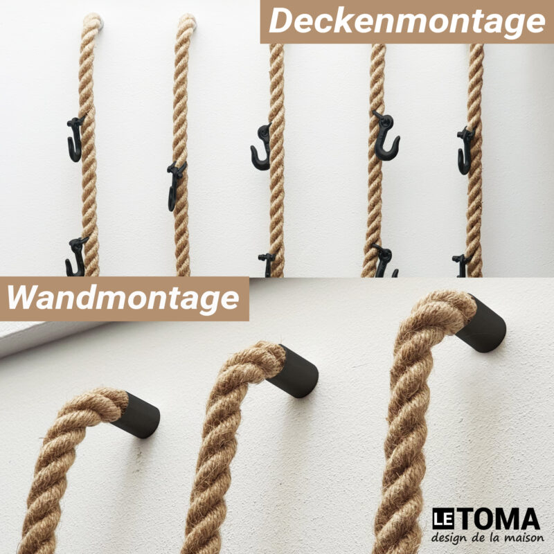 Seilgarderobe Wandmontage und Deckmontage
