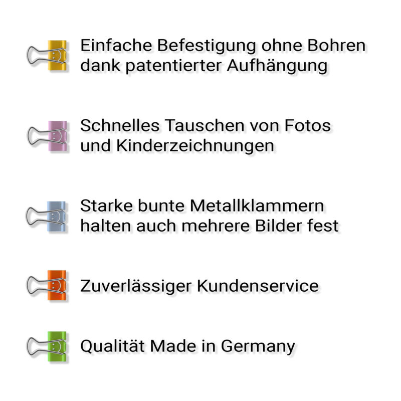 Fotoseil mit Metallklammern alle Vorteile: Ohne Bohren, schnelles Tauschen von Fotos,