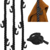 Seilgarderobe aus schwarzen Segeltau mit Metallhaken in schwarz.