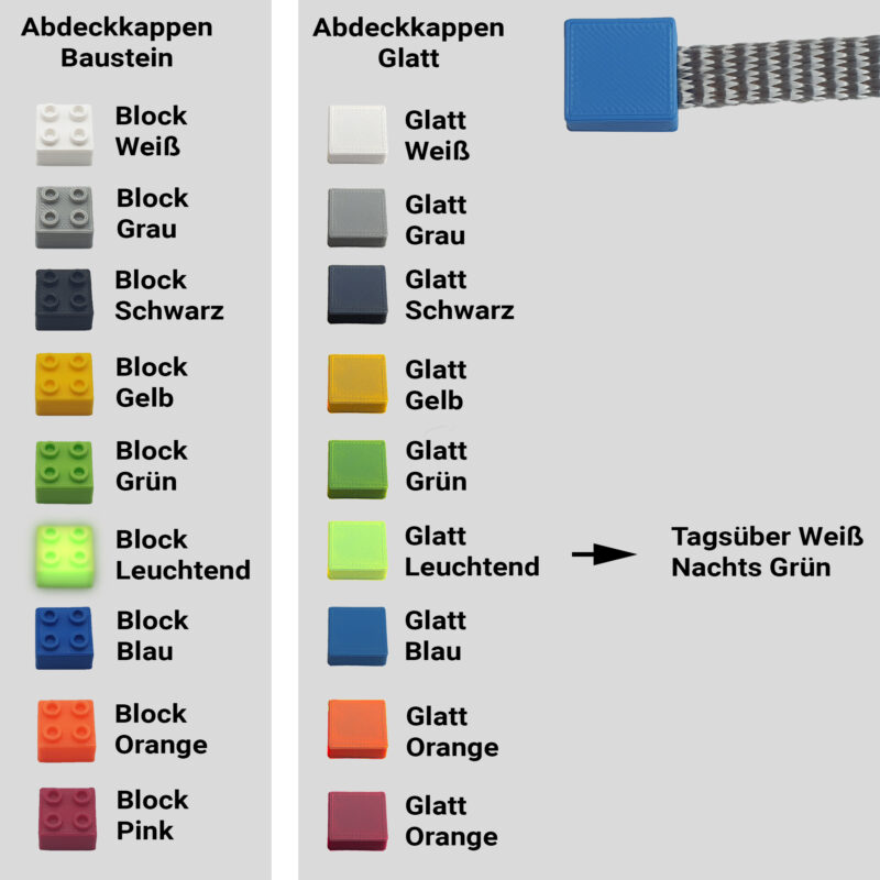 Kappen für Fotoseile mit rechteckigen Seilhaltern