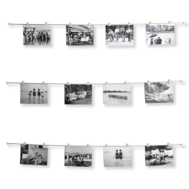 Zeitloses Fotoseil mit weißen Clips für die Wand
